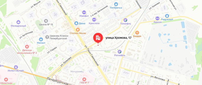г. Тверь, улица Хромова, дом 17 (Торговый центр "Иртыш") на карте